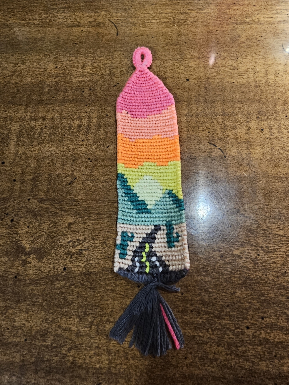 Handmade Keychain Or Bookmark - Multicolor Desert Road